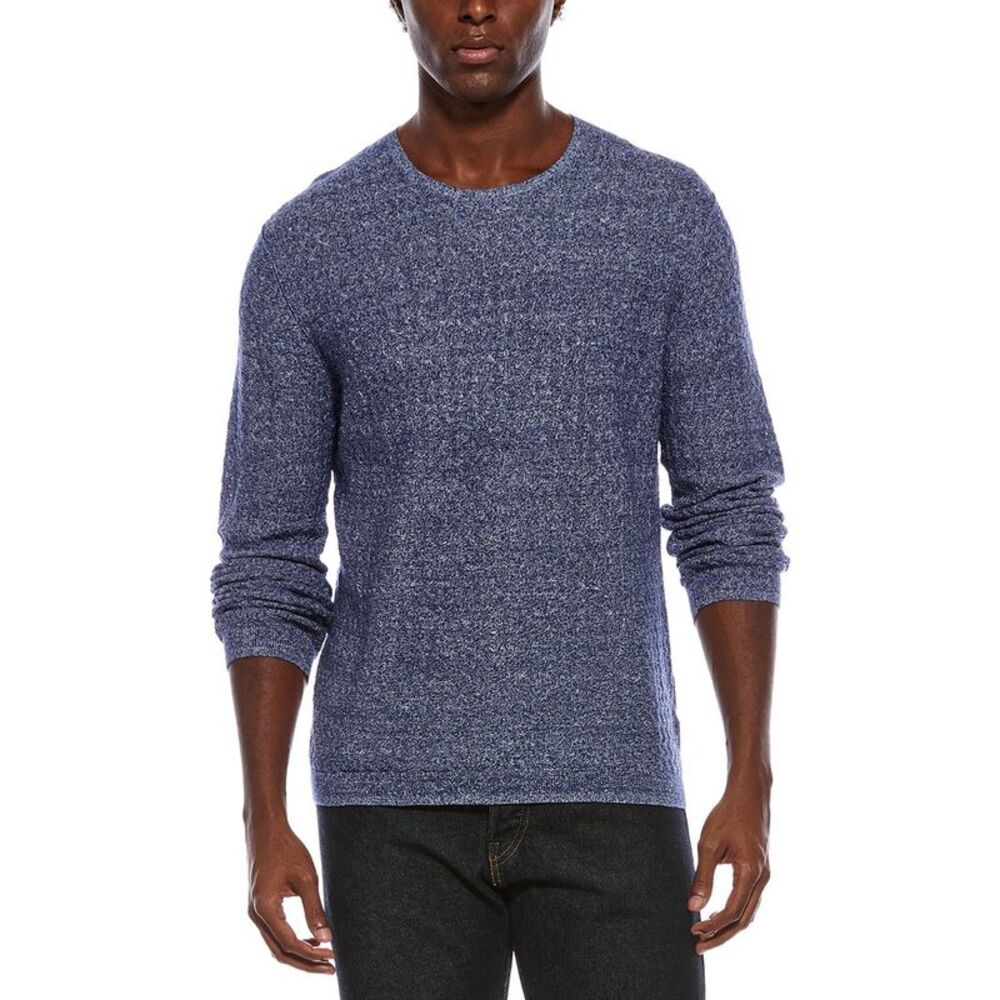 John Varvatos Mens  Mcclain Linen, Wool, & Silk-Blend Crewneck Sweater, Navy
